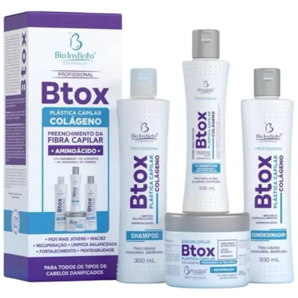 Kit Btox Mary Life Bio Instinto Fibra Capilar Reconstrução Hidratação Salão Tratamento Capilar Força