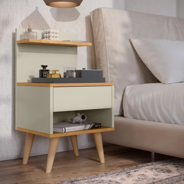 Mesa de Cabeceira Retro Sleep com 1 Gaveta com Prateleira - Cores