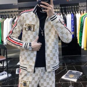 Dg Calças esportivas casuais masculinas elegantes novo estilo terno de duas peças U7L2