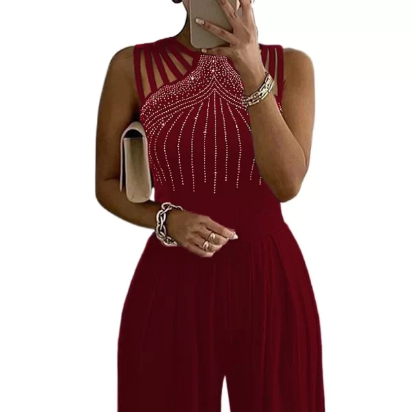 Macacão Feminino De Sexy Strass Sheer Malha Senhoras Elegante Sólido