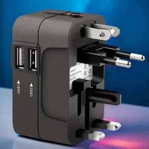1pc Adaptador de Viagem Universal com 2 USB, Carregador de Energia para Viagens Mundiais Conversor AU UK EU, Novo