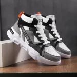 Novos Sapatos de Patinação em Gelo Casuais de Cano Alto para Homens com Design de Cadarços Bicolor e Contraste de Cores