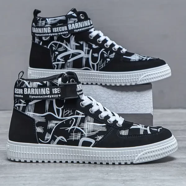 Sapatos De Skate De Cano Alto, Estilosos E Modernos Para Homens, Confortáveis E Antiderrapantes, Tênis Casuais Com Amarração Para Atividades Ao Ar Livre