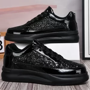 Sneakers Casuais Femininos: Cano Baixo com Lantejoulas, Cadarço, Parte Superior de Cobertura Sintética, Forro de Tecido, Sola EVA - Ideais para Atividades ao Ar Livre, Viagens e Vestuário Casual, Sapatos para Senhoras