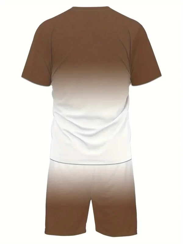 Camiseta Masculina de Manga Curta com Gola Redonda & Shorts com Cintura Elástica e Bolsos