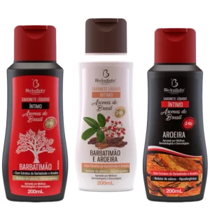 kit 3 Sabonetes Íntimo Líquido Bio Instinto Barbatimão + Aroeira + Barbatimão c/ Aroeira - Banho Suave