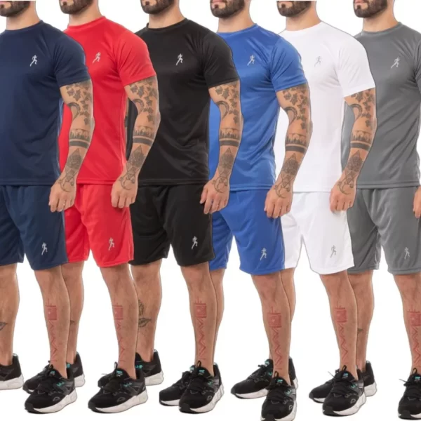 Kit 6 Camisetas Masculinas + 6 Bermudas Academia Esportiva - Conjuntos