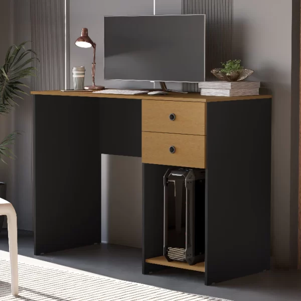 Escrivaninha Mesa para Computador Gamer 2 Gavetas e Suporte CPU Quarto Estudo Escritório Home Office