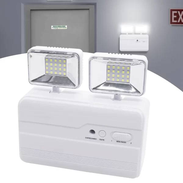 Luminária De Emergência Bivolt 2 Faróis 40leds Bateria Recarregável