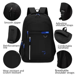 1 Mochila de Viagem de Alta Capacidade para Homens com Compartimento para Laptop - Nylon Durável, Bolsa de Comutação com Múltiplos Bolsos, Ideal para Estudantes do Ensino Fundamental, Médio e Universitários - Fácil de Limpar, Fecho de Zíper, Mochila para a Escola