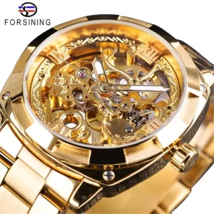 Para forsining European American Style Relógio Mecânico Automático Masculino Estilo Americano Relógio Fashion Casual Steel Band Relógio