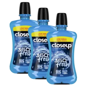 Kit 3 Antisséptico Bucal Closeup Ice com Álcool 500ml