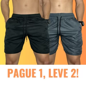 Kit 2 Short Mauricinho Masculino Tactel Grosso Bermuda Lisa Masculina Shorts de Elástico
