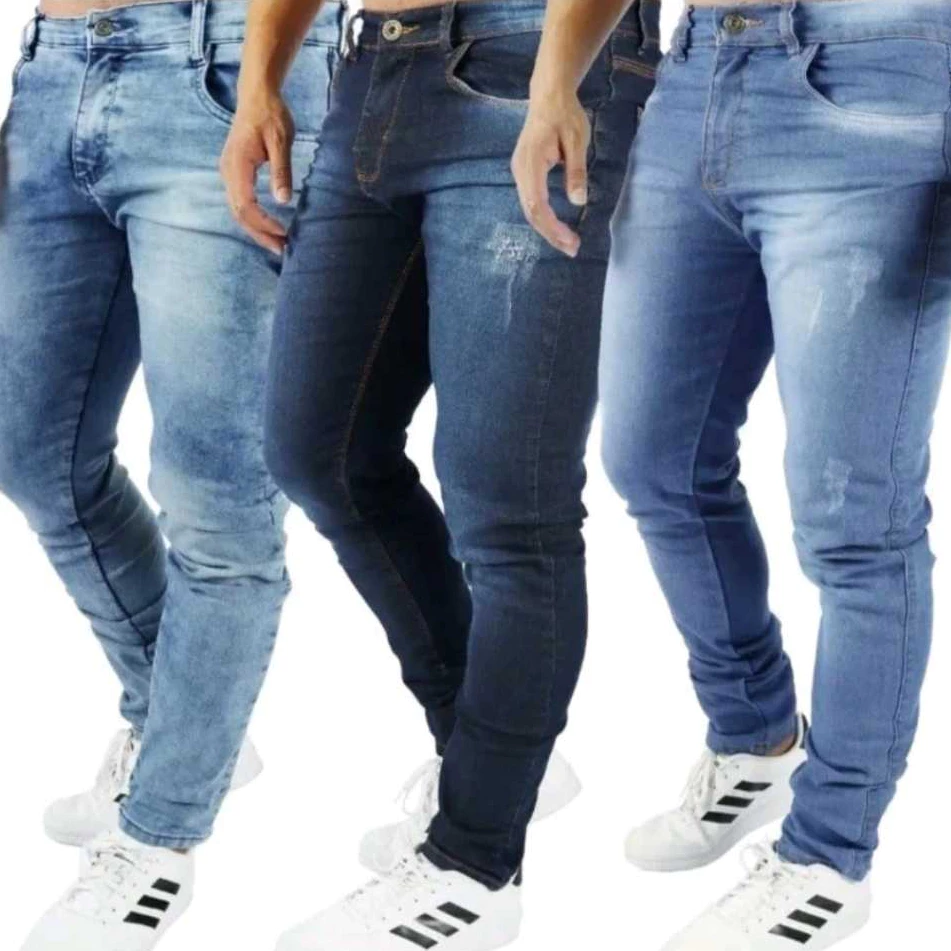 Kit 3 Calças Jeans Masculina Slim Elastano