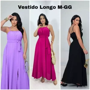 Vestido Longo Festa Feminino em Tecido Duna com Bojo Fenda Lateral Elástico nas Costas Look Madrinha,Casamento,elegante