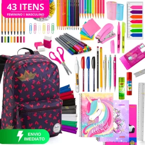 Kit Material Escolar Feminino Completo 43 / 42 Itens Volta As Aulas 2025 Menina